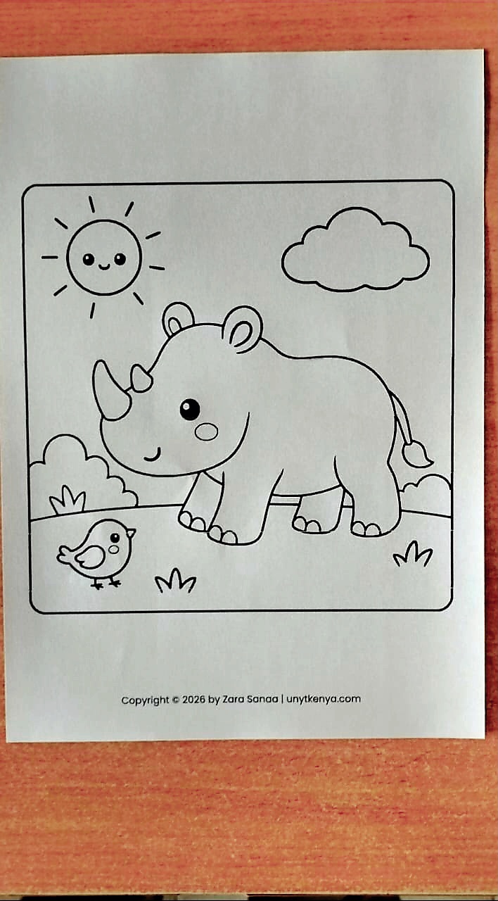 COLOUR MY KENYA – Vol. 1: Cute Safari Animals Colouring Book | 30 Pages | Printable PDF - Image 6