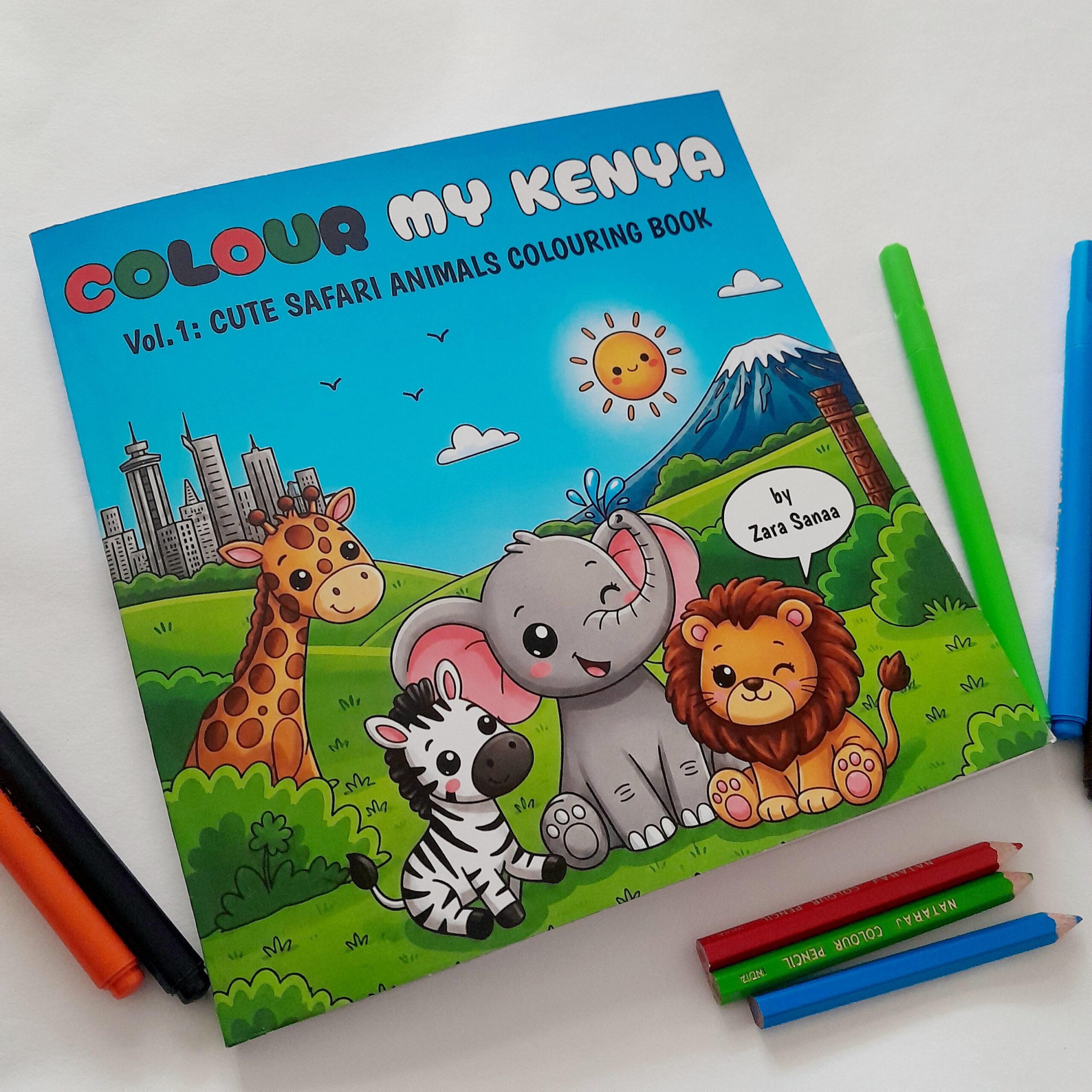 COLOUR MY KENYA – Vol. 1: Cute Safari Animals Colouring Book | Amazon Paperback Print - Image 3