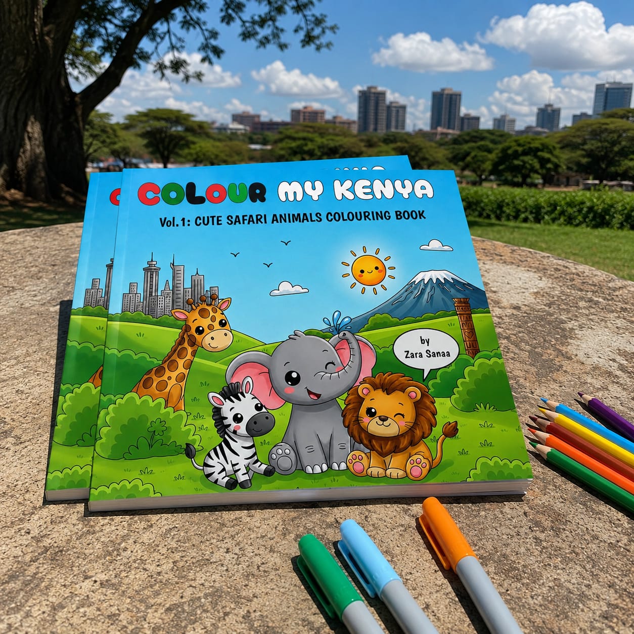 COLOUR MY KENYA – Vol. 1: Cute Safari Animals Colouring Book | Amazon Paperback Print - Image 4