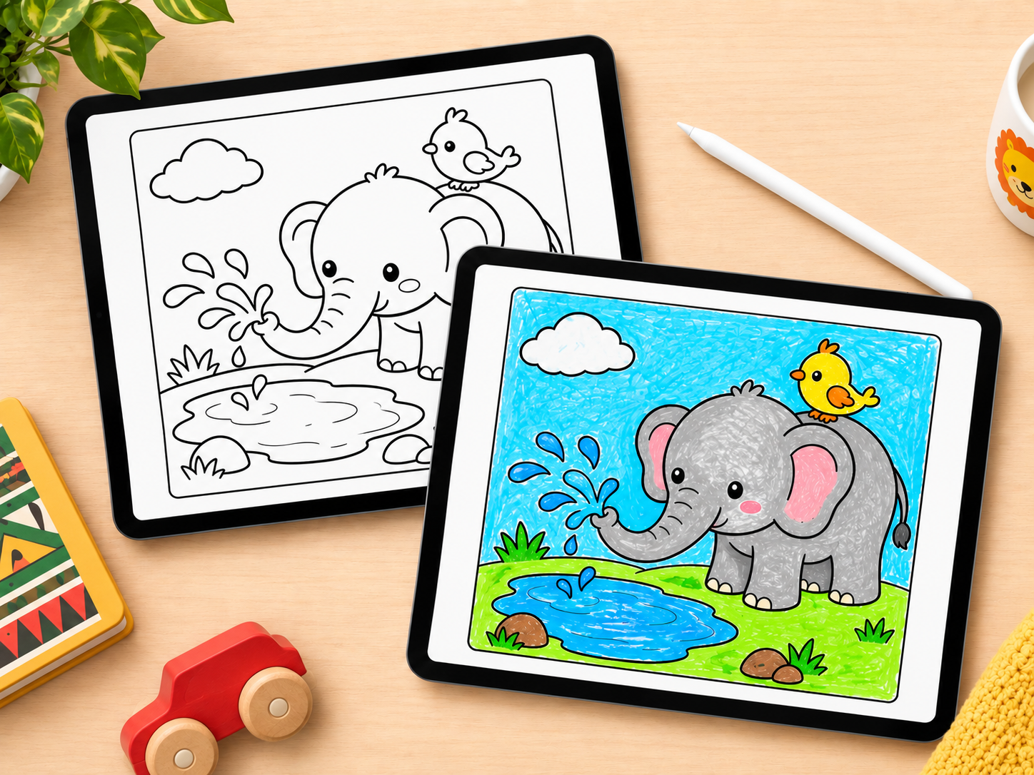 COLOUR MY KENYA – Vol. 1: Cute Safari Animals Colouring Book | 30 Pages | Tablet Pack - Image 4
