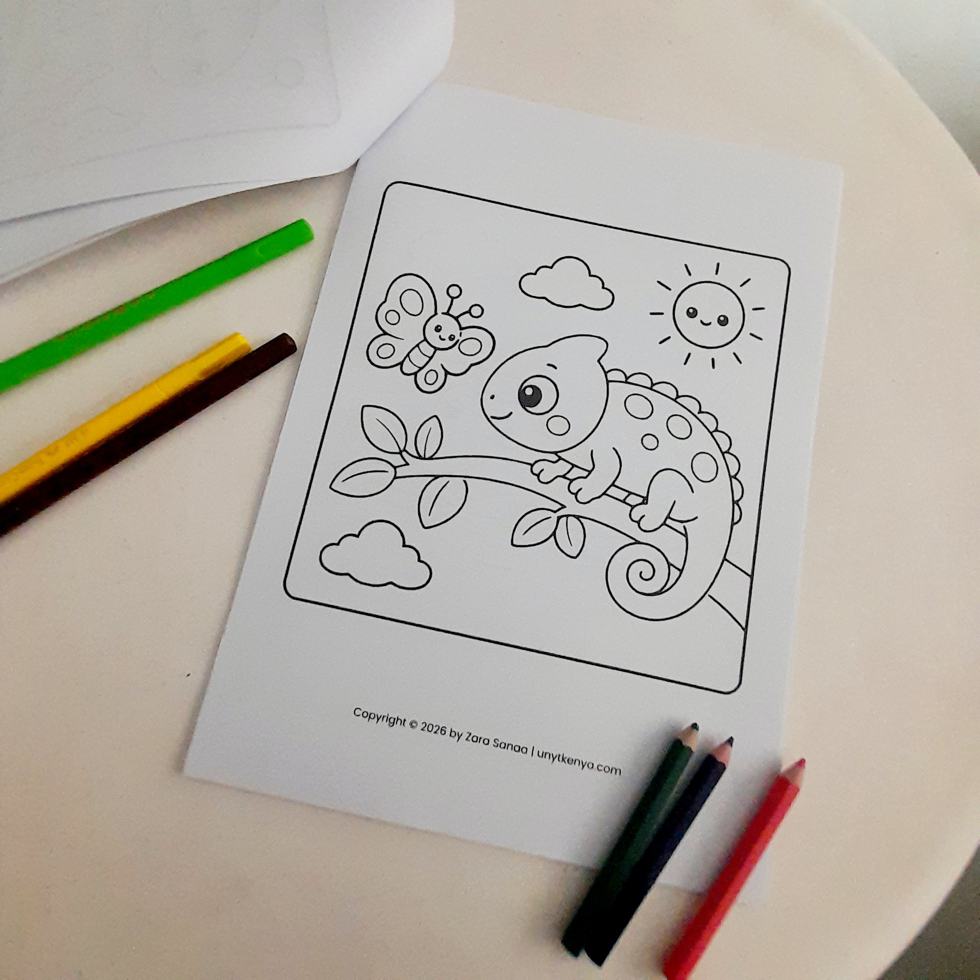 COLOUR MY KENYA – Vol. 1: Cute Safari Animals Colouring Book | 15 Pages | Printable PDF - Image 5